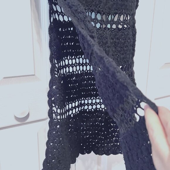 Cleobella Crocheted Dress-Black-Size Small-Stretch-Luxury-Resort Wear Cover-Sun - Picture 9 of 16